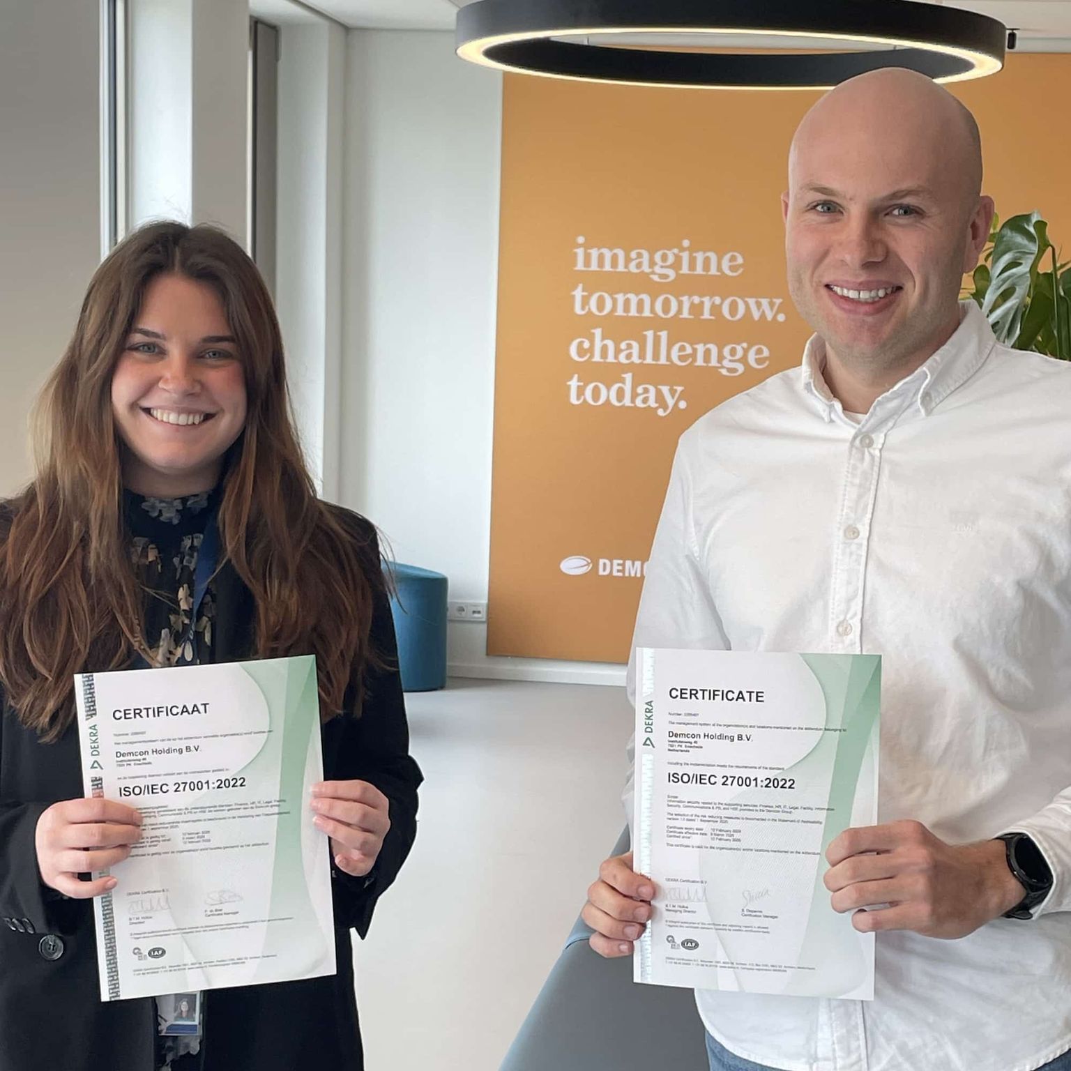 Demcon heeft met succes de internationale norm voor informatiebeveiliging, ISO 27001, behaald